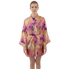 Yellow And Pink Abstract Long Sleeve Satin Kimono by Dazzleway