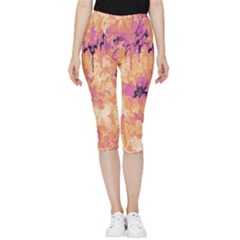 Yellow And Pink Abstract Inside Out Lightweight Velour Capri Leggings 