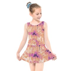 Yellow And Pink Abstract Kids  Skater Dress Swimsuit by Dazzleway