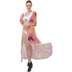 Yellow And Pink Abstract Maxi Chiffon Beach Wrap by Dazzleway