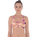 Yellow and pink abstract Cross Back Hipster Bikini Top  View1