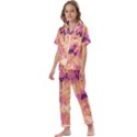 Yellow and pink abstract Kids  Satin Short Sleeve Pajamas Set View1