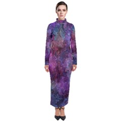 Multicolored Abstract Turtleneck Maxi Dress