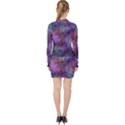 Multicolored abstract V-neck Bodycon Long Sleeve Dress View2