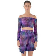 Multicolored Abstract Off Shoulder Top With Skirt Set