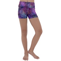 Multicolored Abstract Kids  Lightweight Velour Yoga Shorts by Dazzleway