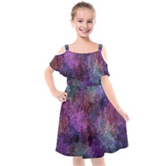 Multicolored Abstract Kids  Cut Out Shoulders Chiffon Dress by Dazzleway