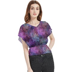 Multicolored Abstract Butterfly Chiffon Blouse