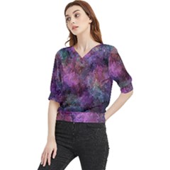 Multicolored Abstract Quarter Sleeve Blouse