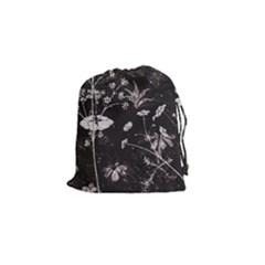 Dark Floral Artwork Drawstring Pouch (small)