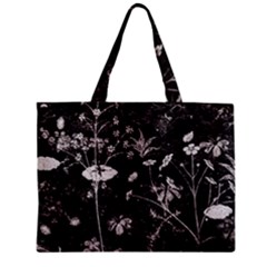 Dark Floral Artwork Zipper Mini Tote Bag