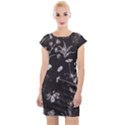 Dark Floral Artwork Cap Sleeve Bodycon Dress View1