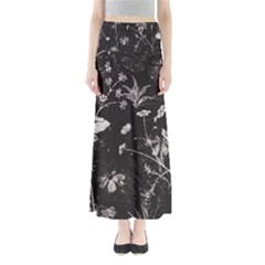 Dark Floral Artwork Full Length Maxi Skirt