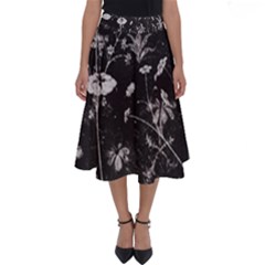 Dark Floral Artwork Perfect Length Midi Skirt