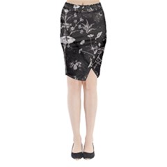 Dark Floral Artwork Midi Wrap Pencil Skirt by dflcprintsclothing