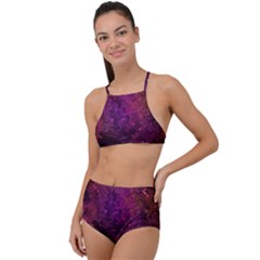 Red Melty Abstract High Waist Tankini Set by Dazzleway