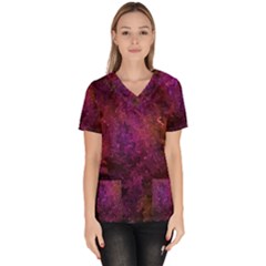 Red Melty Abstract Women s V-neck Scrub Top by Dazzleway