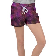 Red Melty Abstract Velour Lounge Shorts by Dazzleway