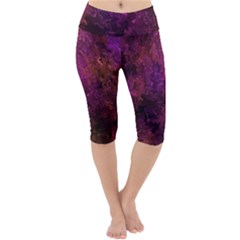 Red Melty Abstract Lightweight Velour Cropped Yoga Leggings by Dazzleway