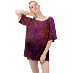 Red Melty Abstract Oversized Chiffon Top by Dazzleway