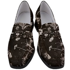 Dark Floral Artwork Women s Chunky Heel Loafers by dflcprintsclothing