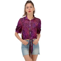 Red Melty Abstract Tie Front Shirt  by Dazzleway