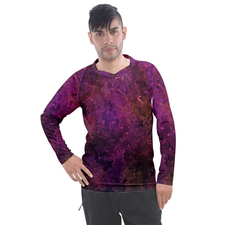 Red melty Abstract Men s Pique Long Sleeve Tee