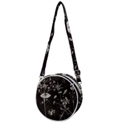 Dark Floral Artwork Crossbody Circle Bag