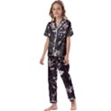 Dark Floral Artwork Kids  Satin Short Sleeve Pajamas Set View1