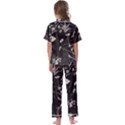 Dark Floral Artwork Kids  Satin Short Sleeve Pajamas Set View2