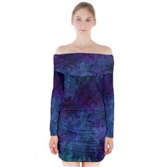 Glassy Melty Abstract Long Sleeve Off Shoulder Dress by Dazzleway