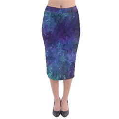 Glassy Melty Abstract Velvet Midi Pencil Skirt by Dazzleway