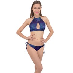 Glassy Melty Abstract Cross Front Halter Bikini Set by Dazzleway