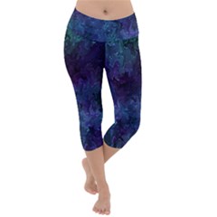 Glassy Melty Abstract Lightweight Velour Capri Yoga Leggings by Dazzleway