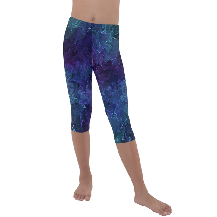 Glassy melty abstract Kids  Lightweight Velour Capri Leggings 