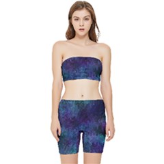 Glassy Melty Abstract Stretch Shorts And Tube Top Set