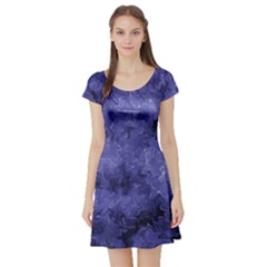 Lilac Abstract Short Sleeve Skater Dress by Dazzleway