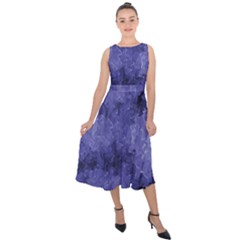 Lilac Abstract Midi Tie-back Chiffon Dress by Dazzleway