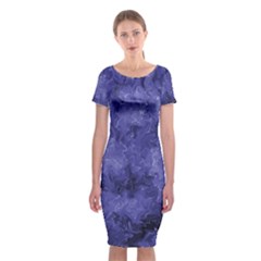 Lilac Abstract Classic Short Sleeve Midi Dress by Dazzleway