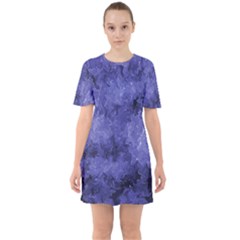 Lilac Abstract Sixties Short Sleeve Mini Dress by Dazzleway