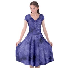 Lilac Abstract Cap Sleeve Wrap Front Dress by Dazzleway