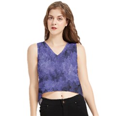 Lilac Abstract V-neck Cropped Tank Top