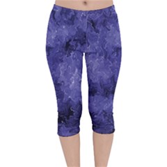 Lilac Abstract Velvet Capri Leggings  by Dazzleway