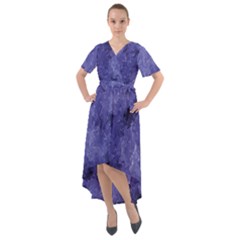 Lilac Abstract Front Wrap High Low Dress by Dazzleway