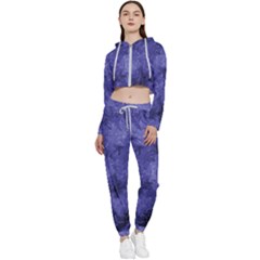 Lilac Abstract Cropped Zip Up Lounge Set