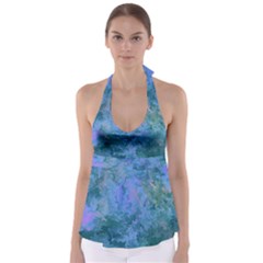 Lilac And Green Abstract Babydoll Tankini Top by Dazzleway