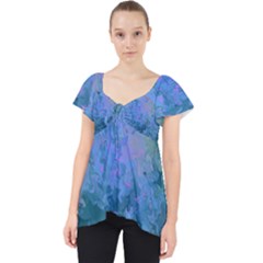 Lilac And Green Abstract Lace Front Dolly Top by Dazzleway