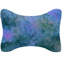 Lilac And Green Abstract Seat Head Rest Cushion by Dazzleway