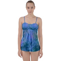 Lilac And Green Abstract Babydoll Tankini Set by Dazzleway