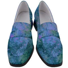 Lilac And Green Abstract Women s Chunky Heel Loafers by Dazzleway